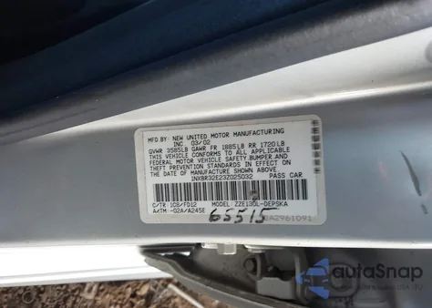 2003 Toyota Corolla S z USA, uszkodzony, nr VIN 1NXBR32E23Z025032